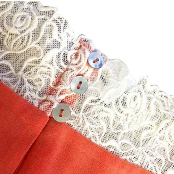 $98 Willow & Clay Circled in Lace Cami Top Large Orange Smocked Lace Tank Lined - Picture 8 of 14